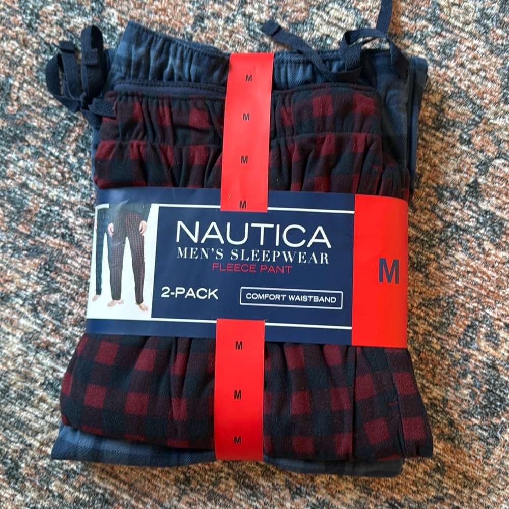 Nautica Men’s Sleepwear Fleece Pajama Pants Plaid 2 Pack